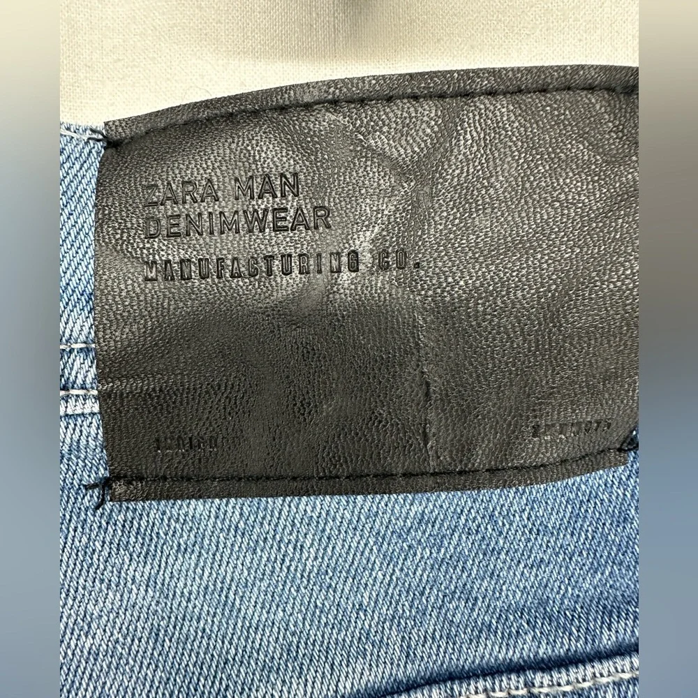 Zara Man Denim Collection Size 32 Blue Biker‎ Moto Skinny Jeans New With Tags